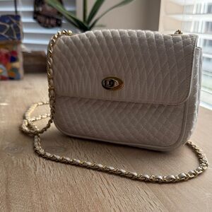 Bally Cream Quilted Crossbody Bag with Gold Chain